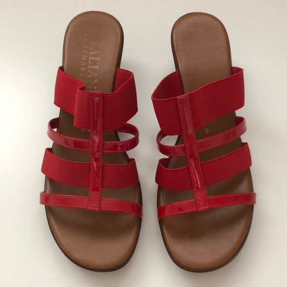 Italian Shoemakers Shoes - Italian Shoemakers Red wedge sandals, made in Italy, Size 8.5